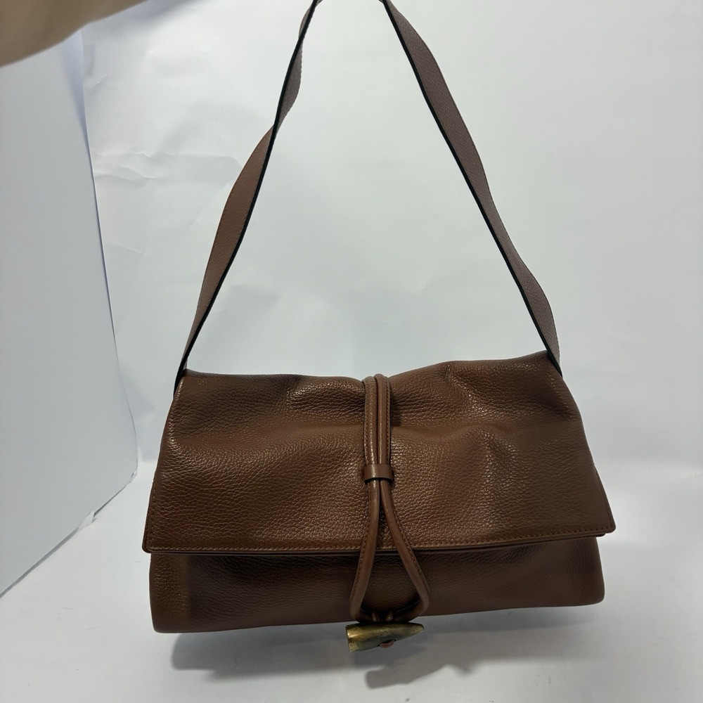 Burberry Leather Haymarket Check Horn Toggle Shoulder Bag Purse Brown Colorway - Picture 2 of 16